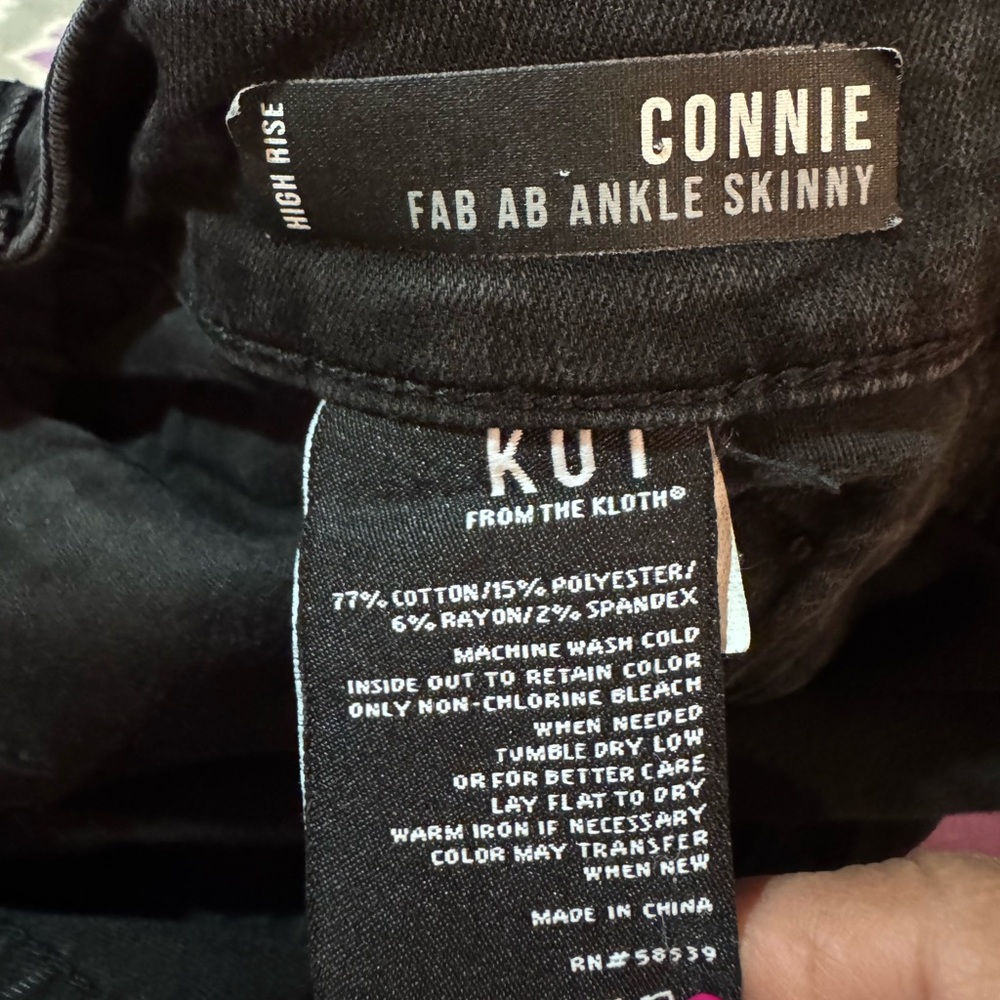 Kut from the Kloth Black Skinny Jeans with Knee Distressing - Picture 4 of 5